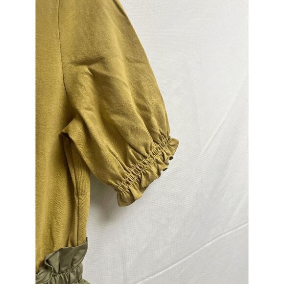 Womens Short puff Sleeve Cropped Pants Jumpsuit Olive Brown Size Small - Picture 10 of 11